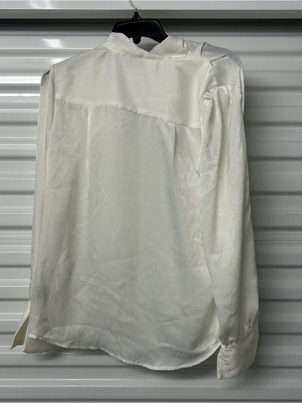 Worthington Cream Satin Tie-Neck Blouse with Shoulder Buttons - Picture 8 of 14